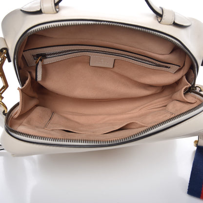Gucci Calfskin Matelasse Sylvie Web Small GG Marmont Top Handle Shoulder Bag White 5 of 10