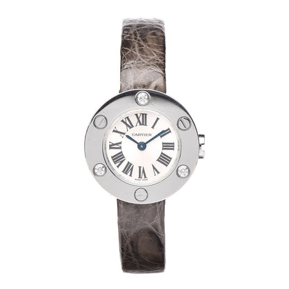 Cartier 18K White Gold Alligator Diamond 23mm Love Quartz Watch Brown 1 of 7