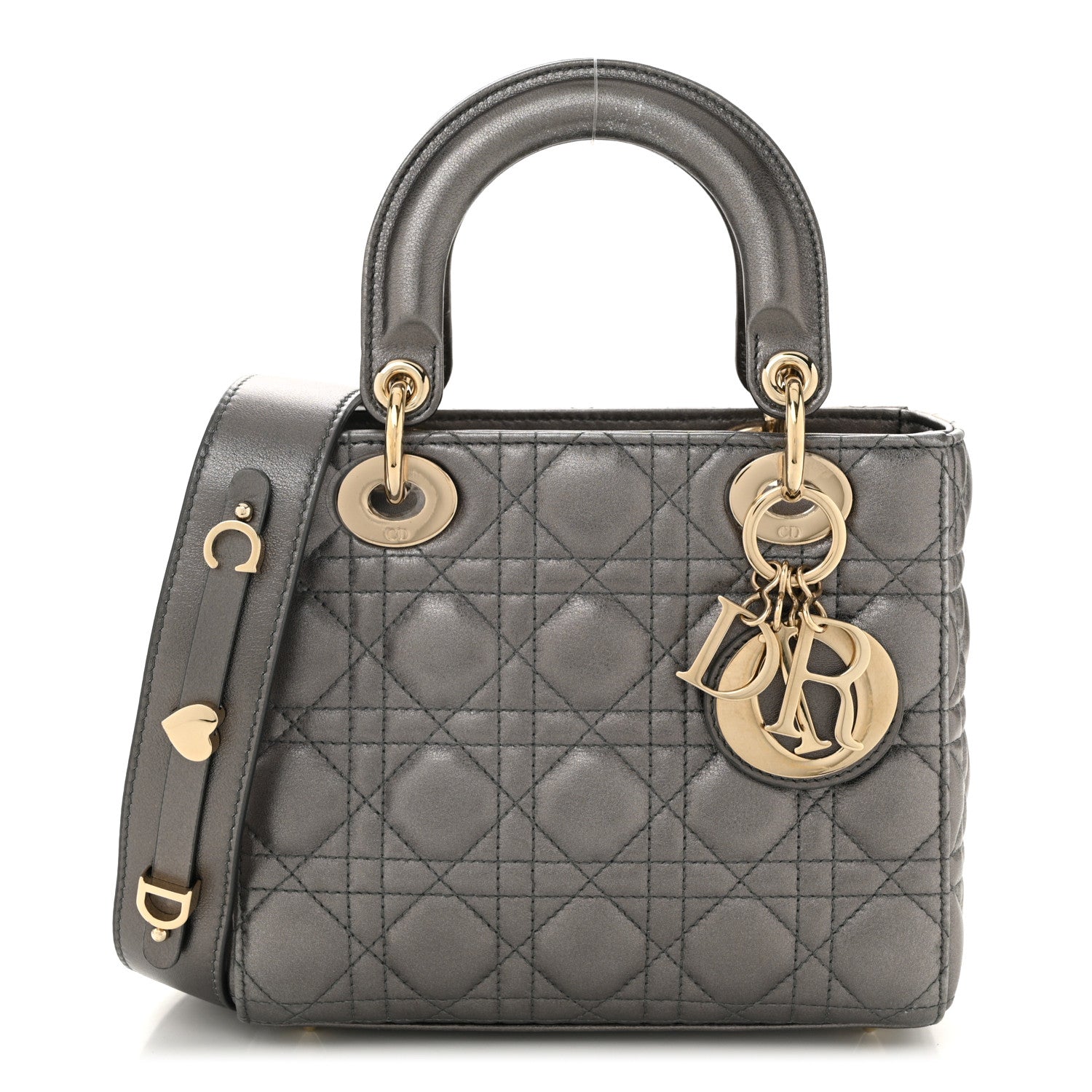 Christian Dior Lambskin Cannage Small My ABCDior Lady Dior Metallic Grey 1 of 12