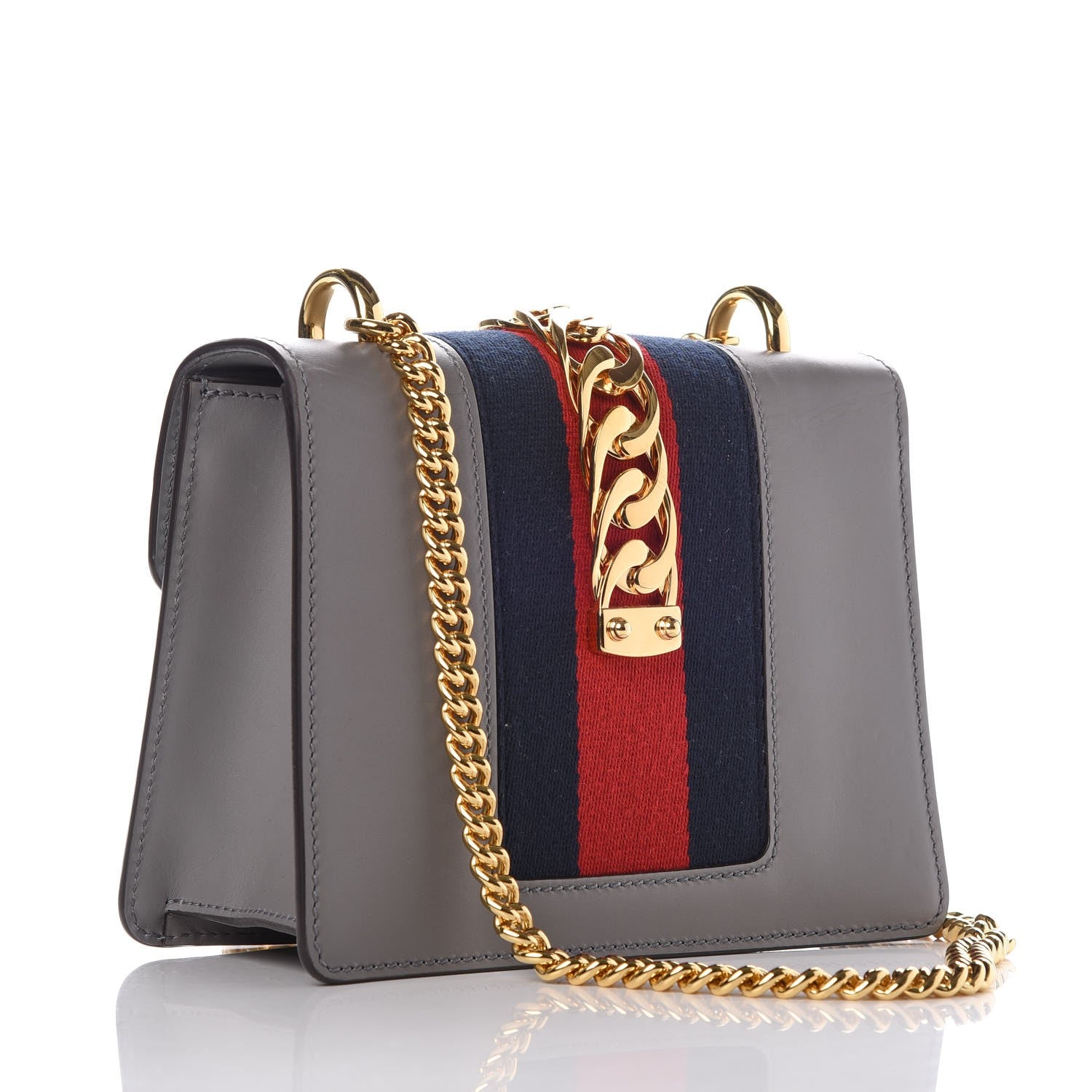 Gucci Calfskin Mini Sylvie Chain Shoulder Bag Deep Grey 4 of 9