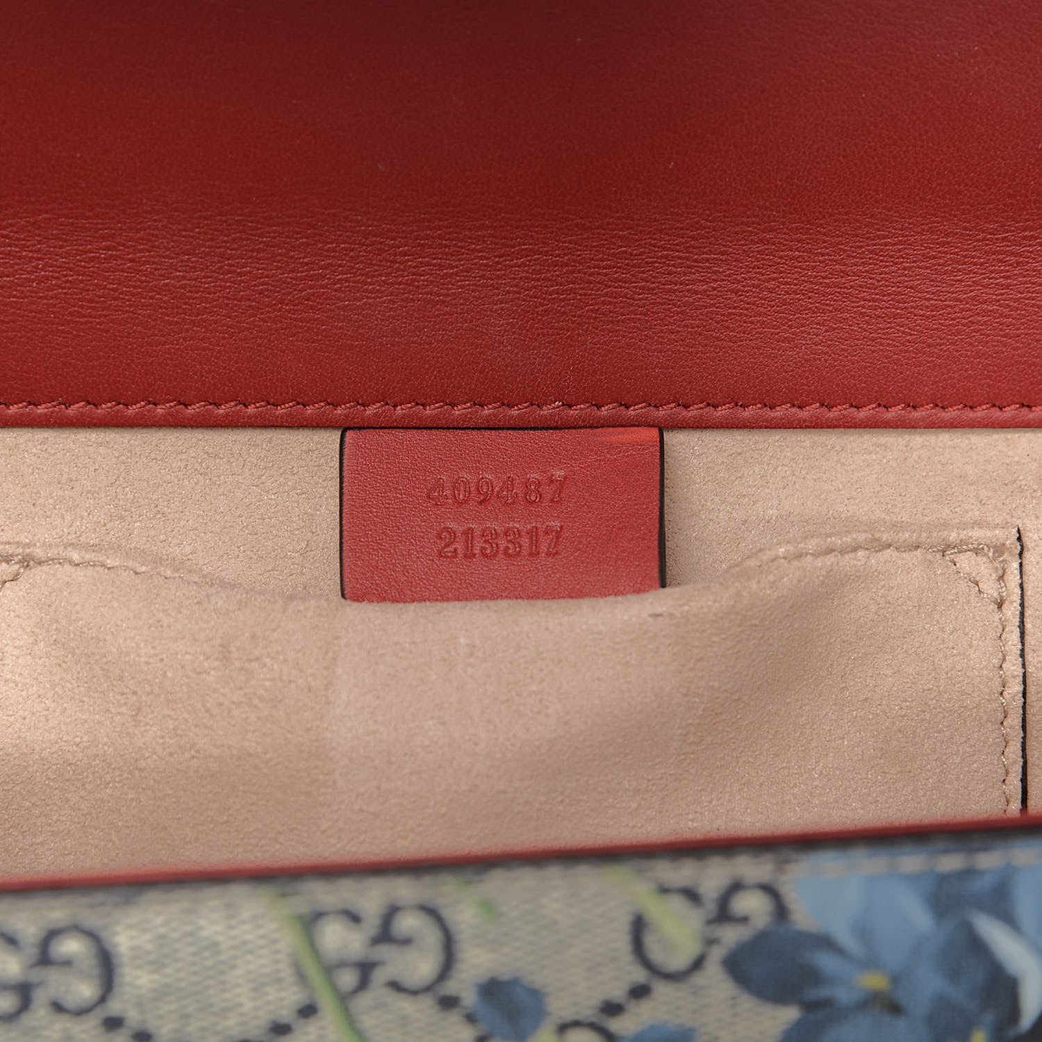 Gucci GG Supreme Monogram Blooms Small Padlock Shoulder Bag Beige Blue Navy Hibiscus Red 7 of 10