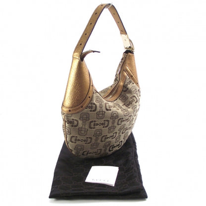 Gucci Canvas Horsebit Glam Hobo Bronze 3 of 9