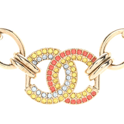 Chanel Crystal Chain CC Choker Necklace Gold Multicolor 4 of 7