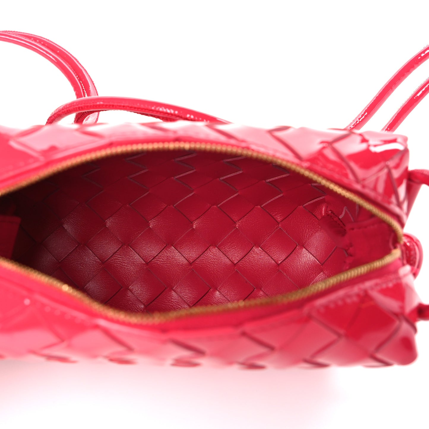 Patent Nappa Intrecciato Mini Loop Camera Bag Candy Stripe