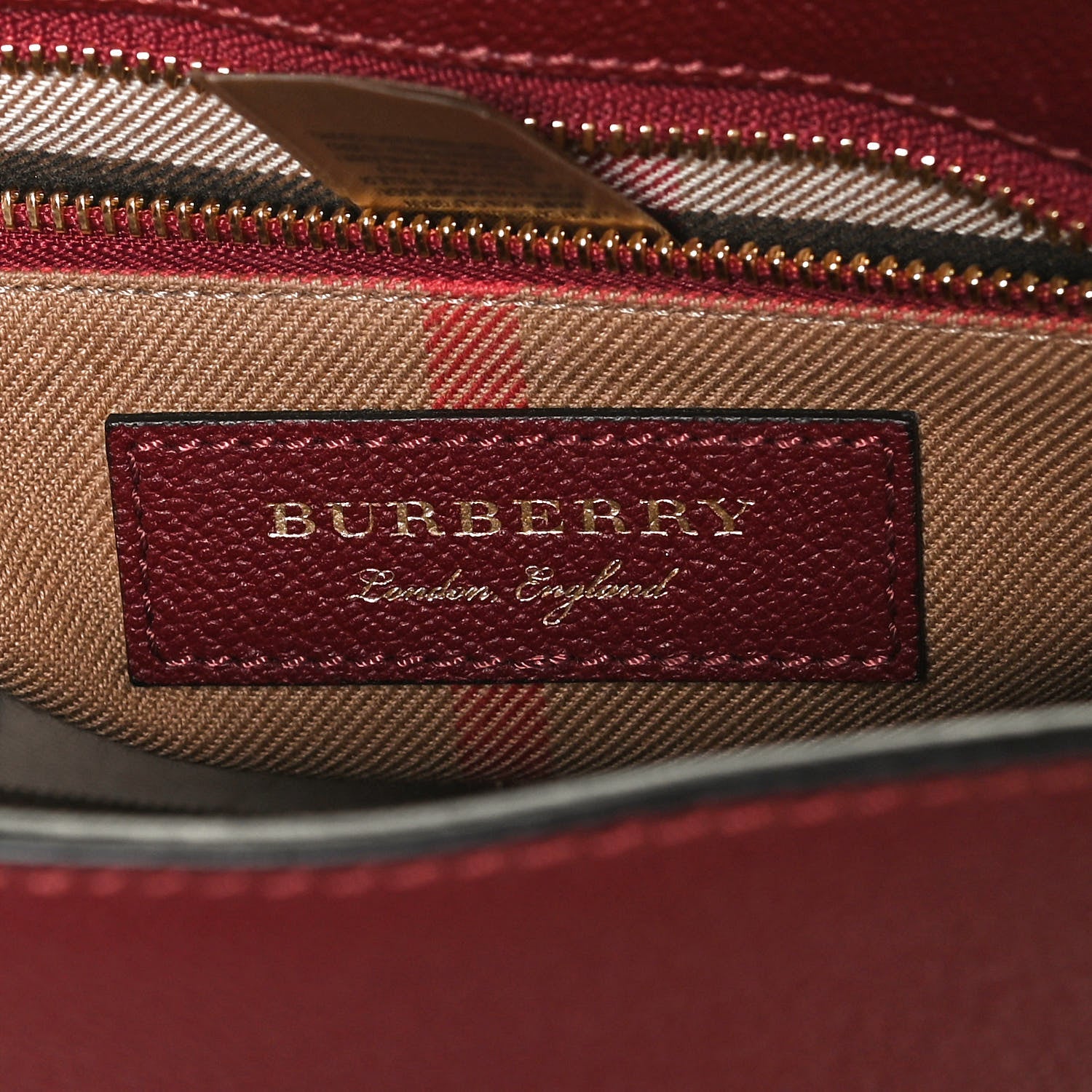 Burberry Soft Grain Calfskin Small Buckle Tote Antique Red 6 of 14