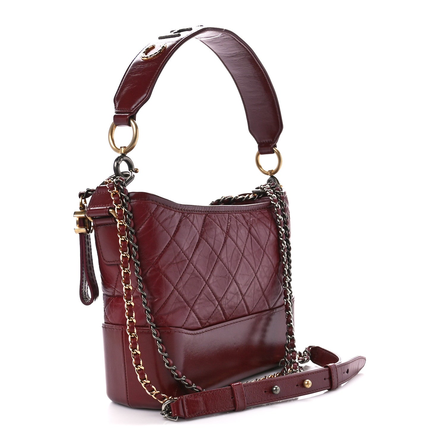 Chanel Aged Smooth Calfskin Quilted Medium Gabrielle Logo Hobo Red 3 of 12