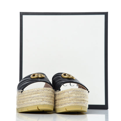 Gucci Nappa Matelasse GG Marmont Platform Espadrille Slide Sandals 37 Black 9 of 9