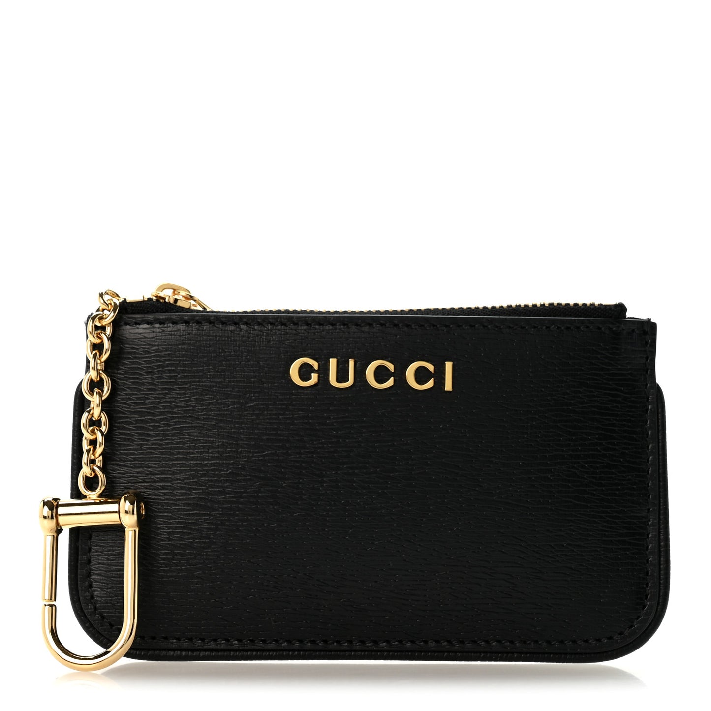 Calfskin Script Key Case Black