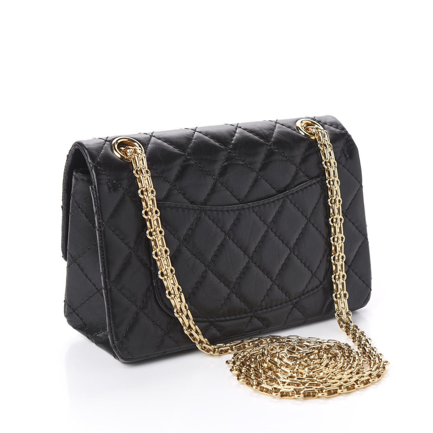 Aged Calfskin Quilted 2.55 Reissue Mini Flap Black