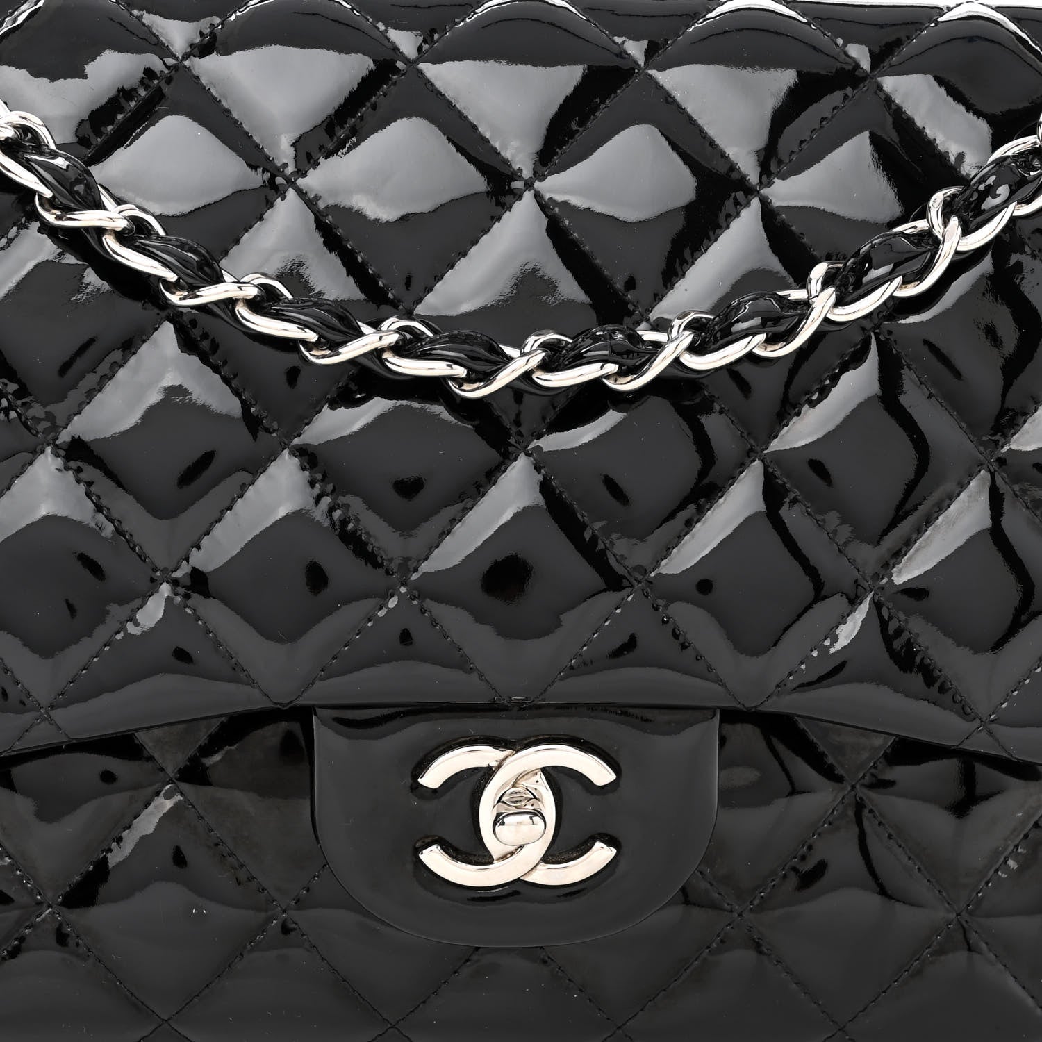 Chanel Patent Quilted Jumbo Double Flap Black 8 of 11