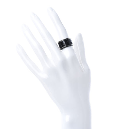 Gucci Black Synthetic Corundum 18K White Gold 12mm Icon Band Ring 53 6.25 2 of 5
