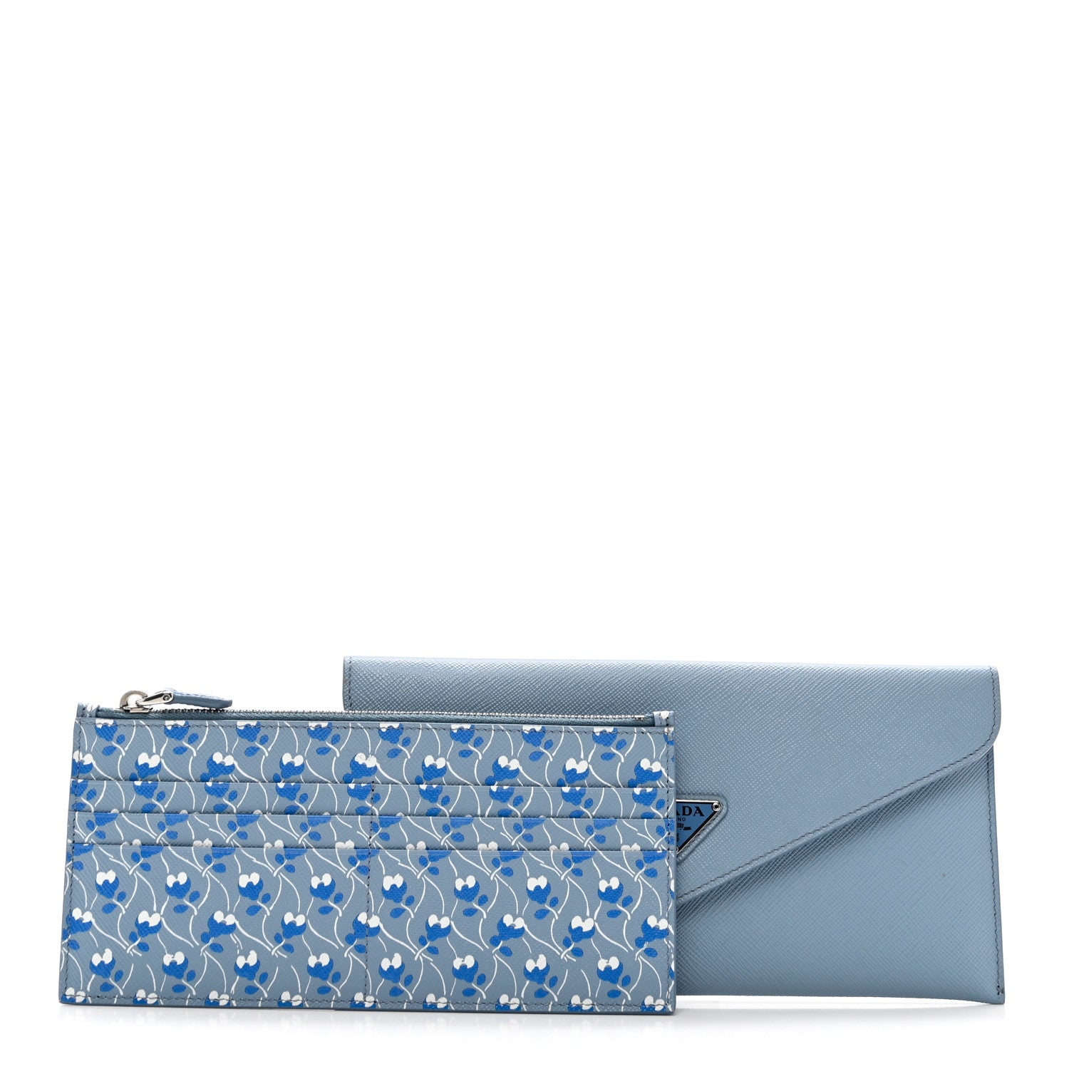 Prada Saffiano Triangle Envelope Flap Wallet Astrale 1 of 7