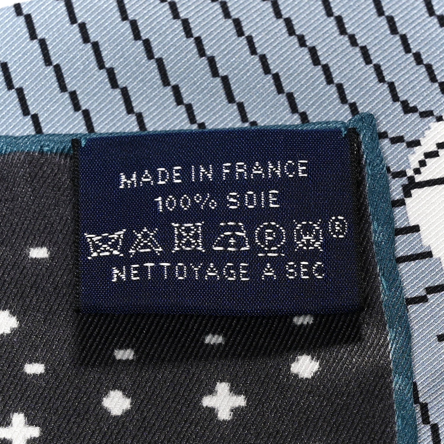 Hermes Silk Faubourg Party Scarf 45 Gris Clair Black Bleu 3 of 4