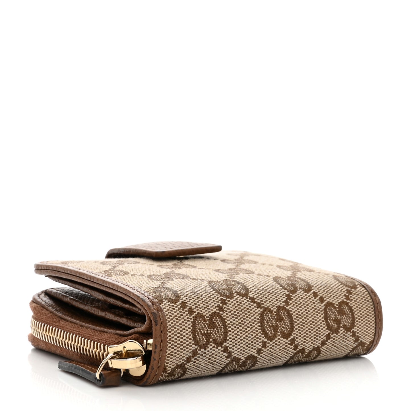 Monogram Dollar Calfskin Zip Around French Wallet Beige Ebony Tabacco
