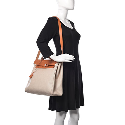 Hermes Toile Vache Calfskin Herbag 40 GM Natural 2 of 21