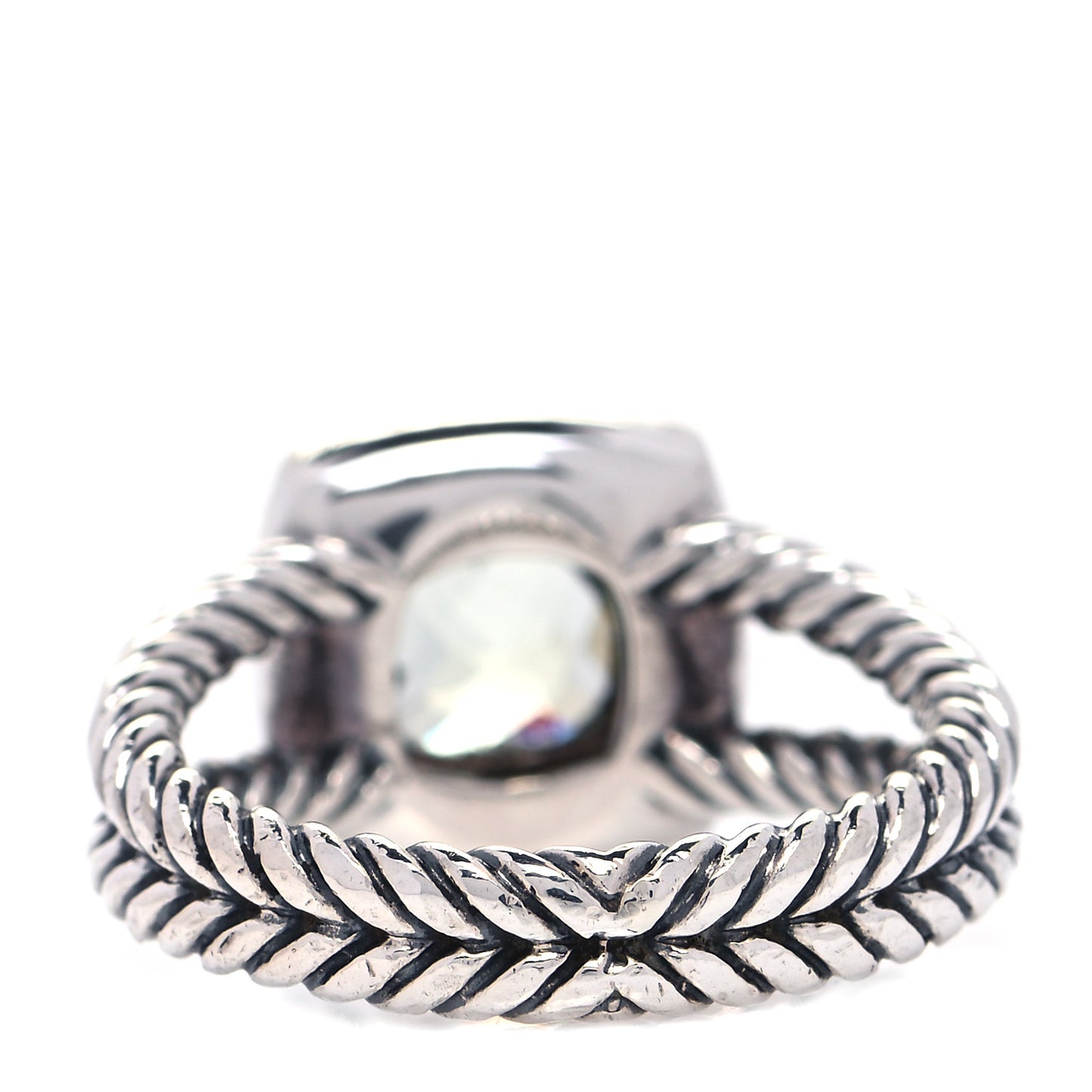 Sterling Silver Diamond Prasiolite 7mm Petite Albion Ring 51 5.75