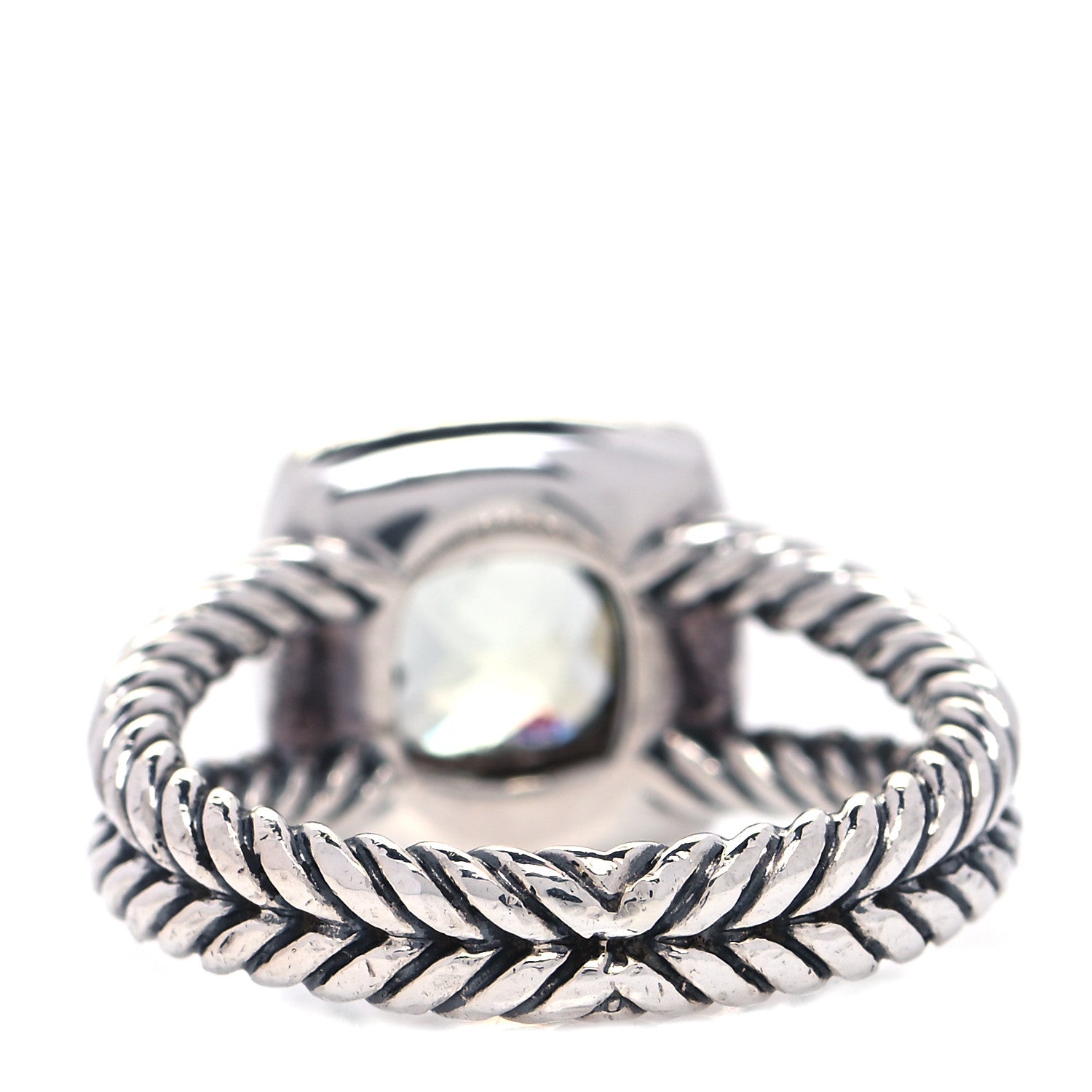 David Yurman Sterling Silver Diamond Prasiolite 7mm Petite Albion Ring 51 5.75 3 of 4