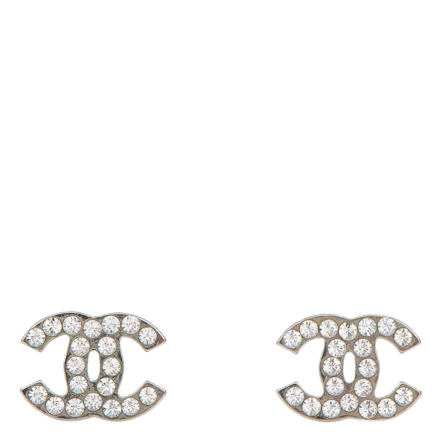 Chanel Crystal Timeless CC Earrings Silver 1 of 5