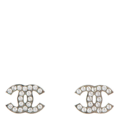 Chanel Crystal Timeless CC Earrings Silver 1 of 5
