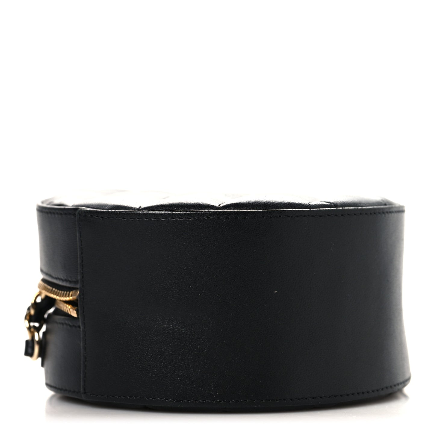 Lambskin Quilted Coco Bow Round Clutch With Chain Black