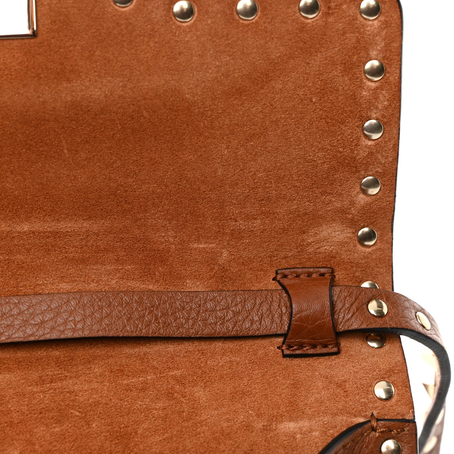 Valentino Garavani Pebbled Calfskin Medium Rockstud Flip Lock Crossbody Bag Saddle Brown 11 of 11