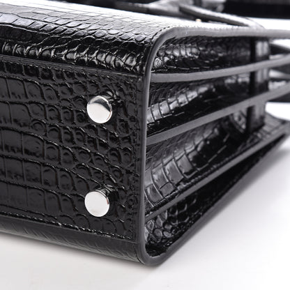 Saint Laurent Calfskin Crocodile Embossed Nano Sac De Jour Black 10 of 10