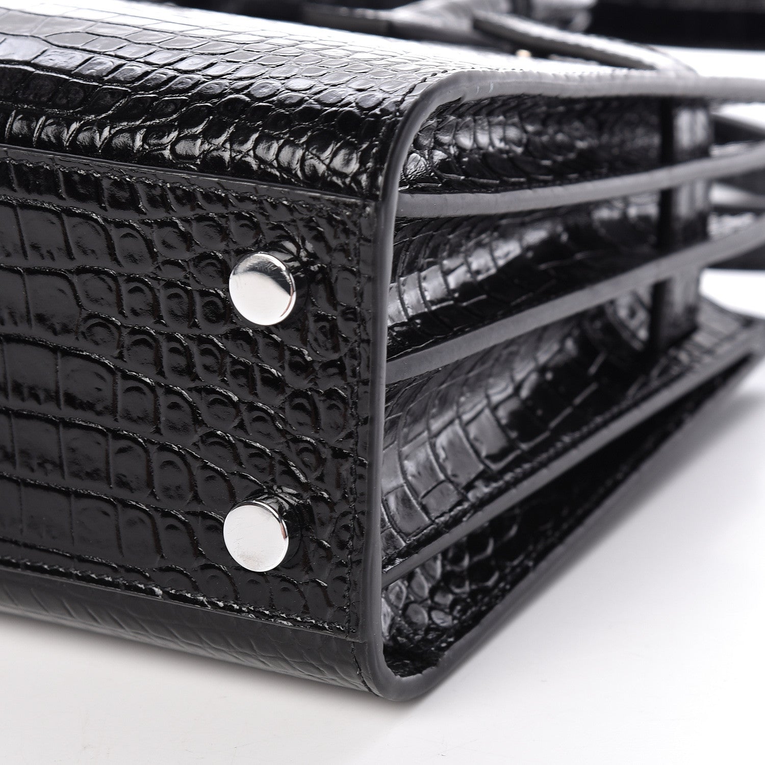 Saint Laurent Calfskin Crocodile Embossed Nano Sac De Jour Black 10 of 10