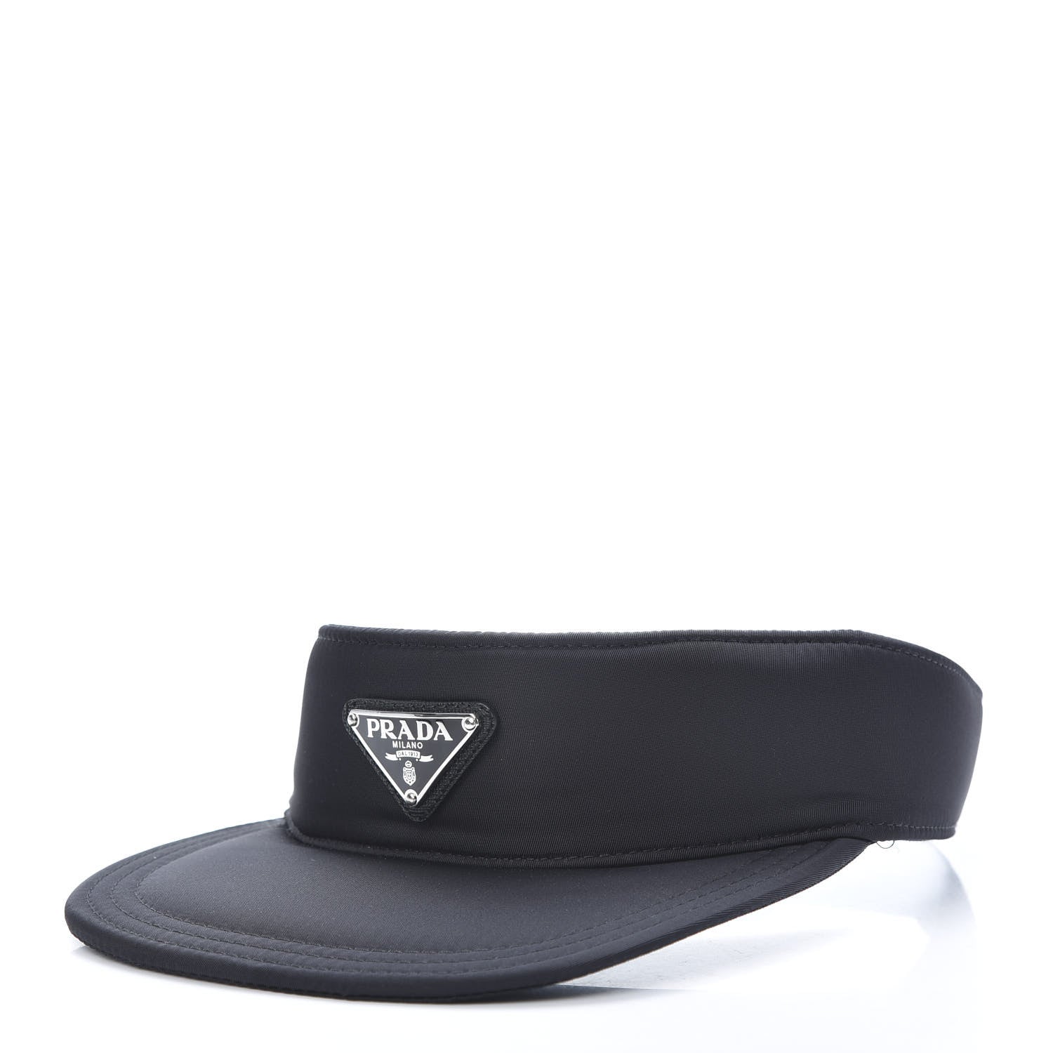 Prada Nylon Triango Metal Triangle Logo Womens Visor S Black 1 of 6