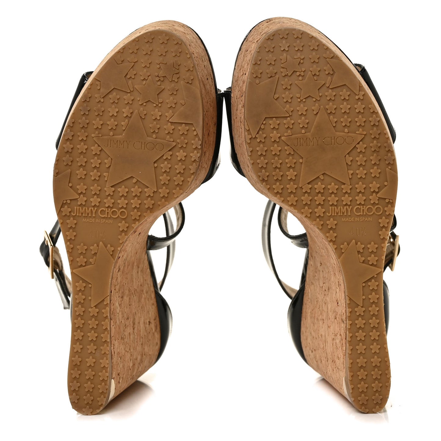 Patent Cork Portia 120 Wedge Sandals 40.5 Black