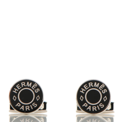 Hermes Lacquer Palladium Licol 2 Cufflinks Black 1 of 5