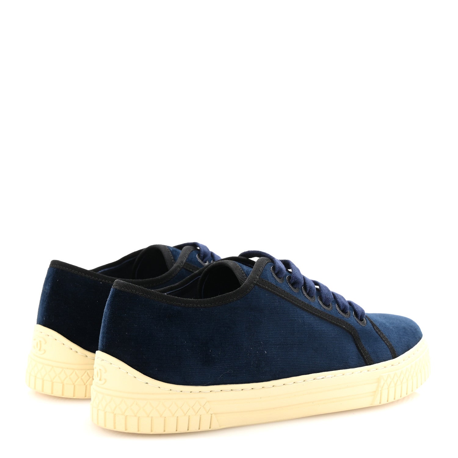 Chanel Crepe Suede Lace Up Sneakers 35.5 Navy 1740648 – FASHIONPHILE