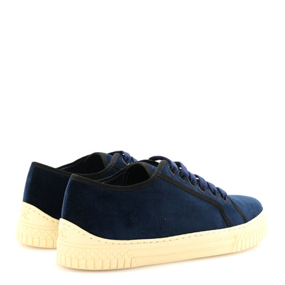 Chanel Crepe Suede Lace Up Sneakers 35.5 Navy 5 of 10