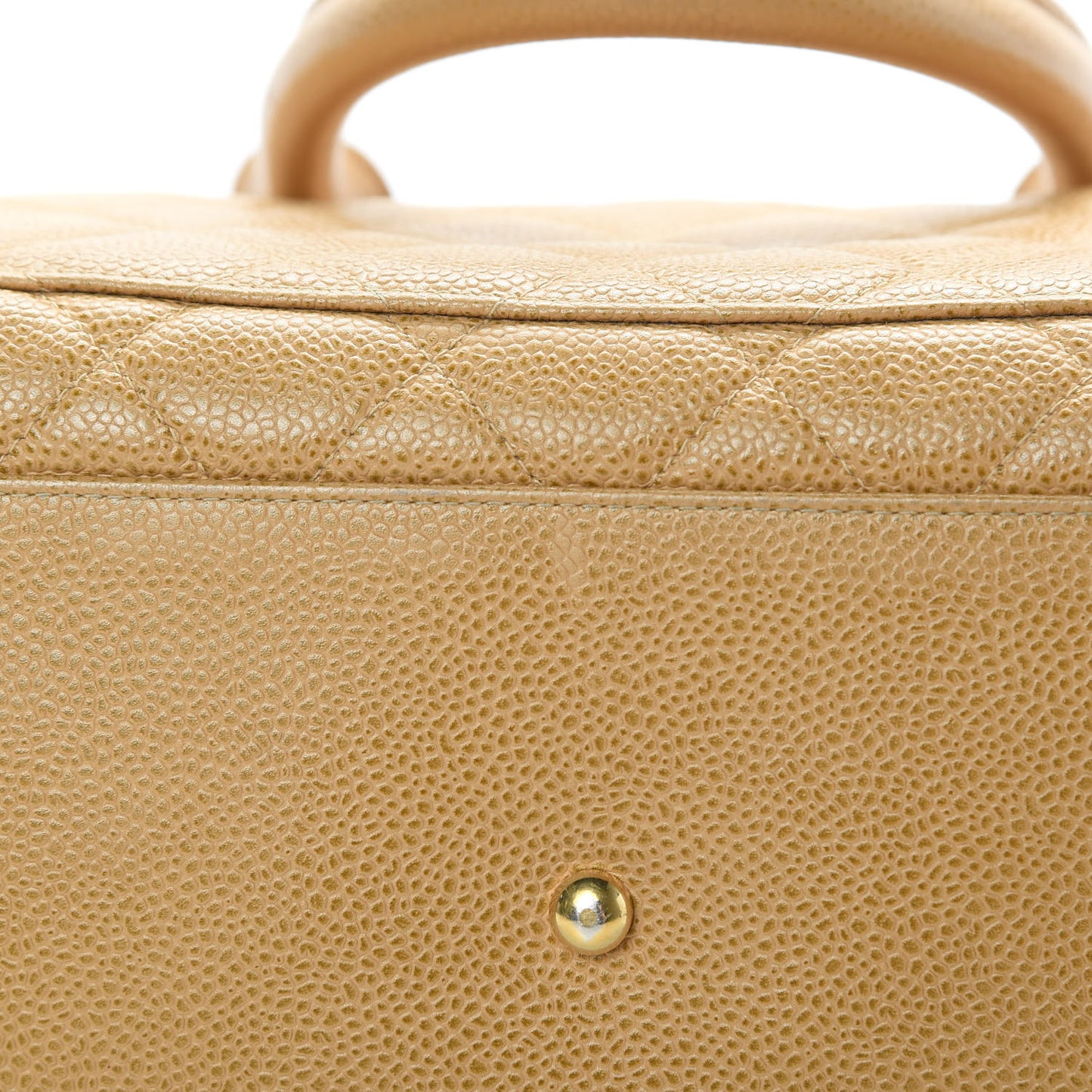 Caviar Quilted Large Bowler Bag Beige