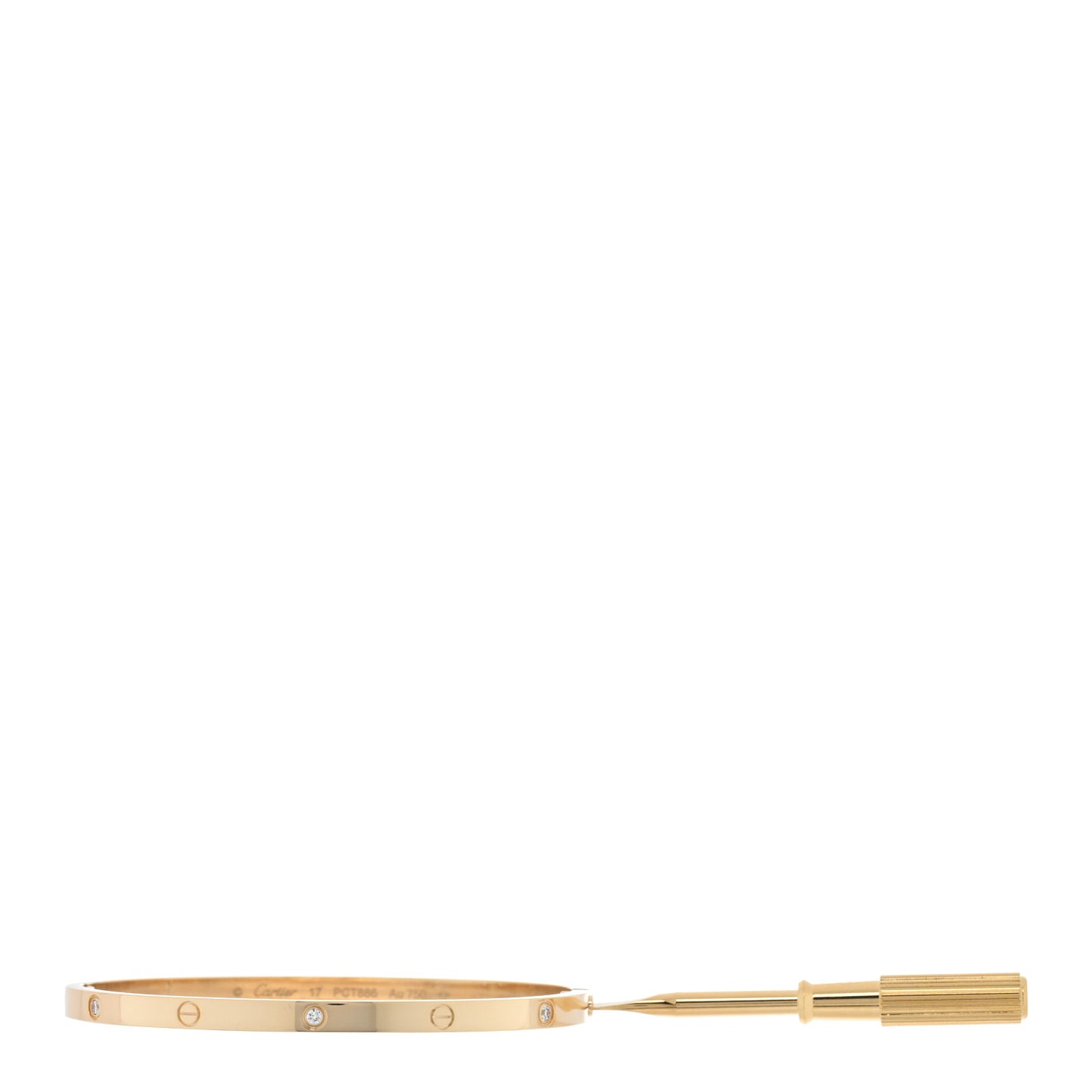 18K Yellow Gold 6 Diamond Small LOVE Bracelet 17