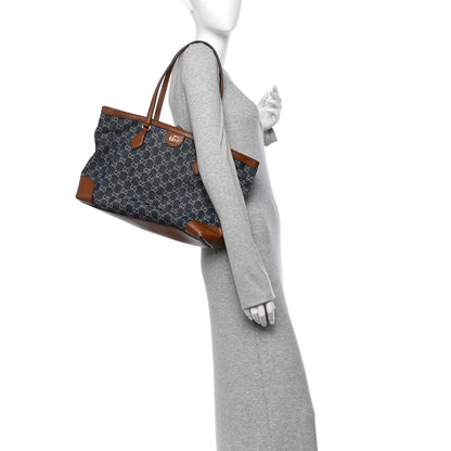 Gucci New Denim GG Monogram Medium Ophidia Shopping Tote Blue Tea Cuir 2 of 11