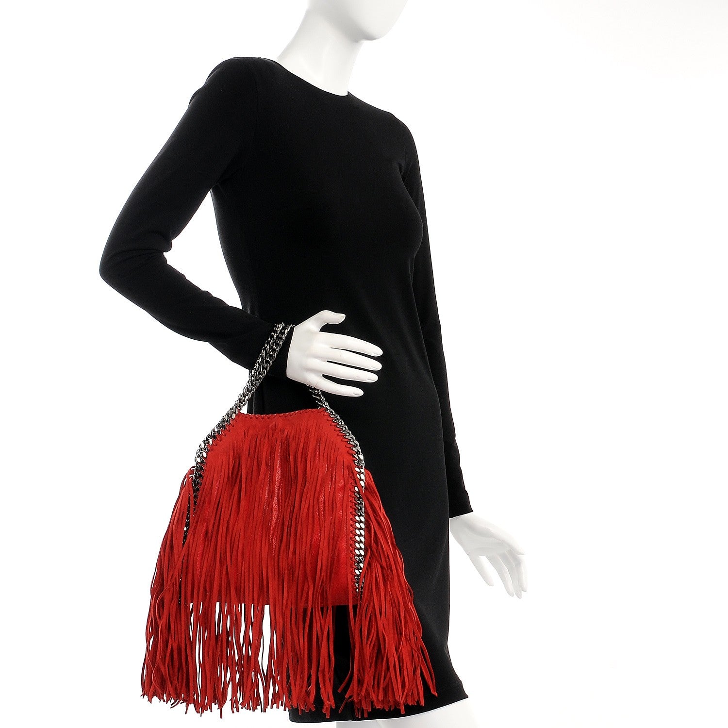 Stella McCartney Shaggy Deer Fringe Mini Falabella Tote Cherry 3 of 8
