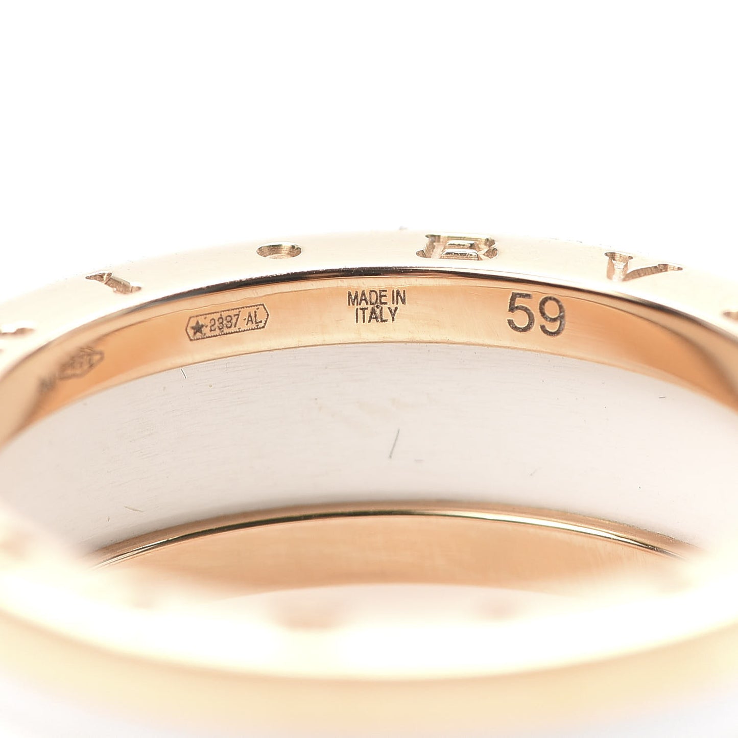18K Rose Gold White Ceramic B.Zero1 Two-Band Ring 59 8.75