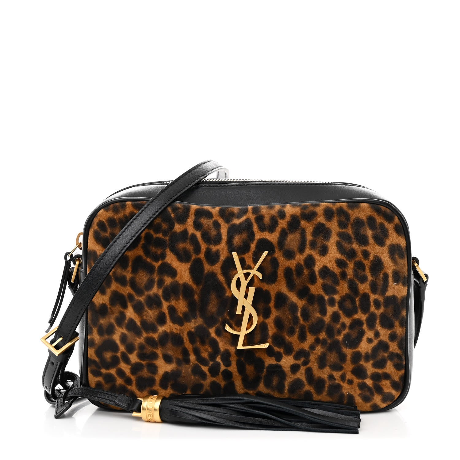 Saint Laurent Calfskin Leopard Print Monogram Lou Camera Bag Black 1 of 10