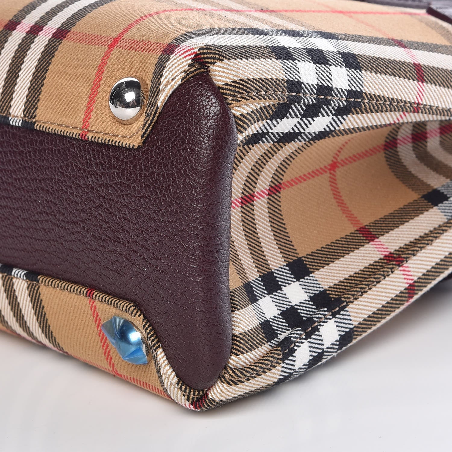 Burberry Goatskin Vintage Check Small Banner Tote Deep Claret 6 of 11
