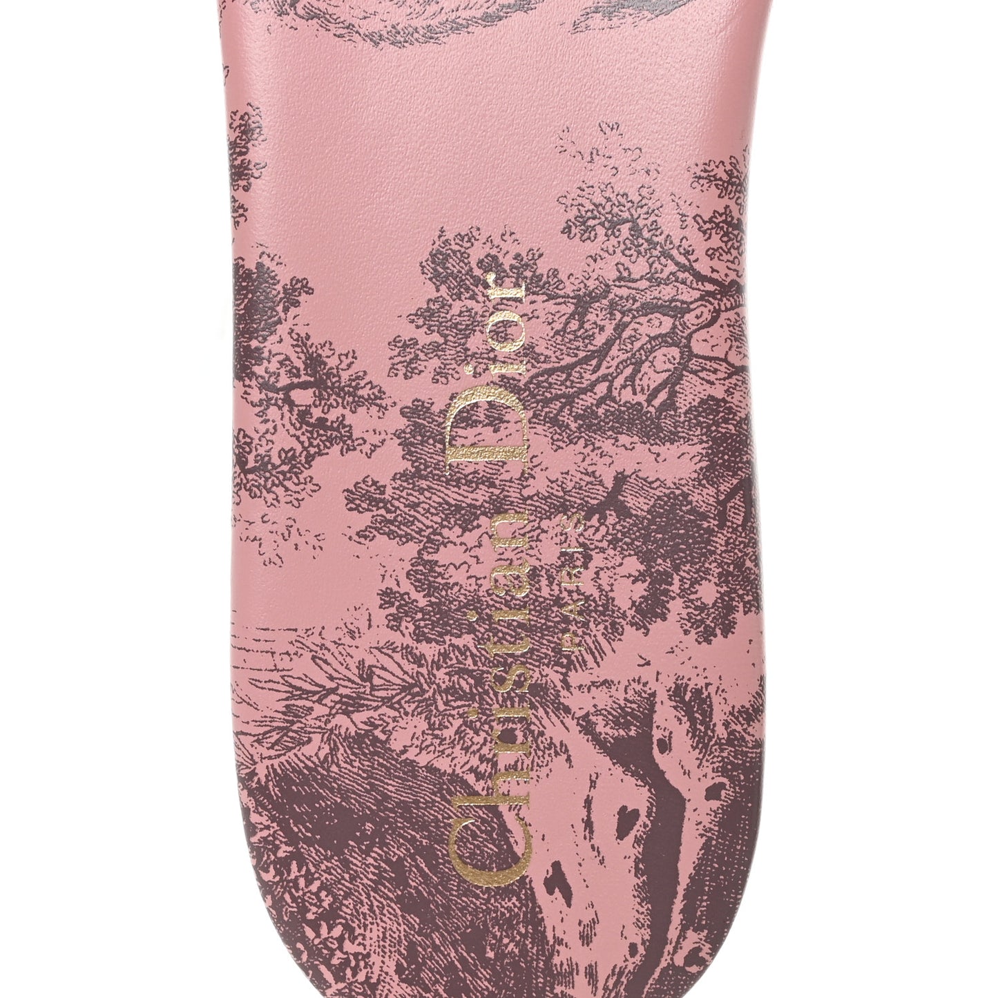 Canvas Toile De Jouy Embroidered Dway Flat Slide Sandals 37 Chateau Rose