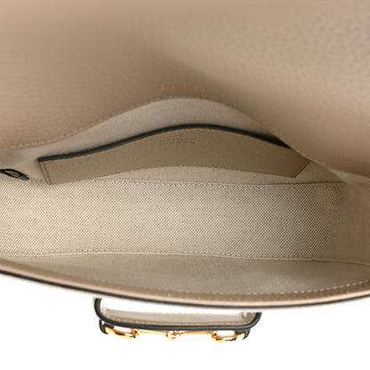 Gucci GG Supreme Monogram Textured Dollar Calfskin Web Mini Horsebit 1955 Shoulder Bag Beige Mystic White Oatmeal 5 of 9