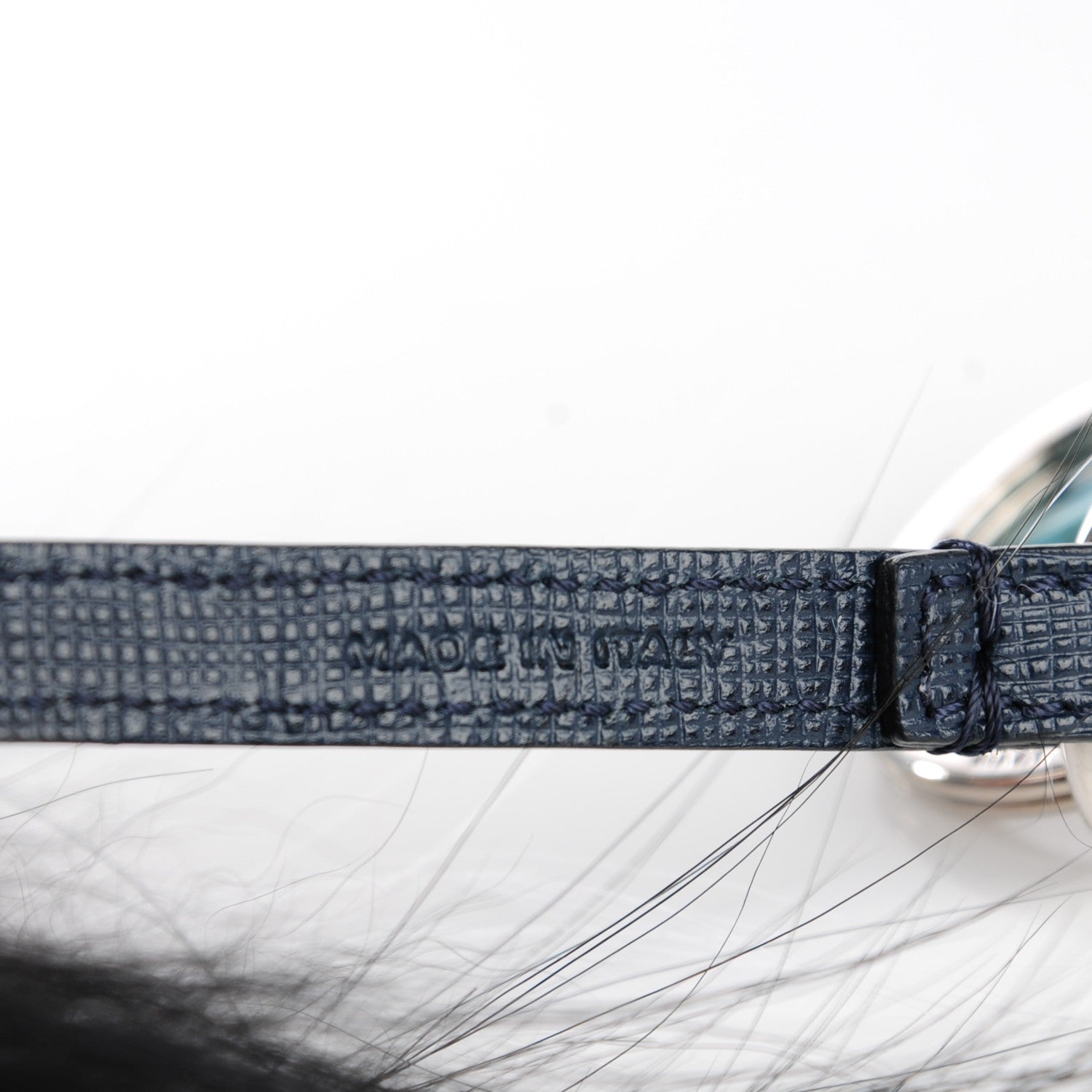 Fendi Vitello Elite Fox Goat Fur Granite Monster Bag Bug Cube Charm Military Denim Multicolor 12 of 12