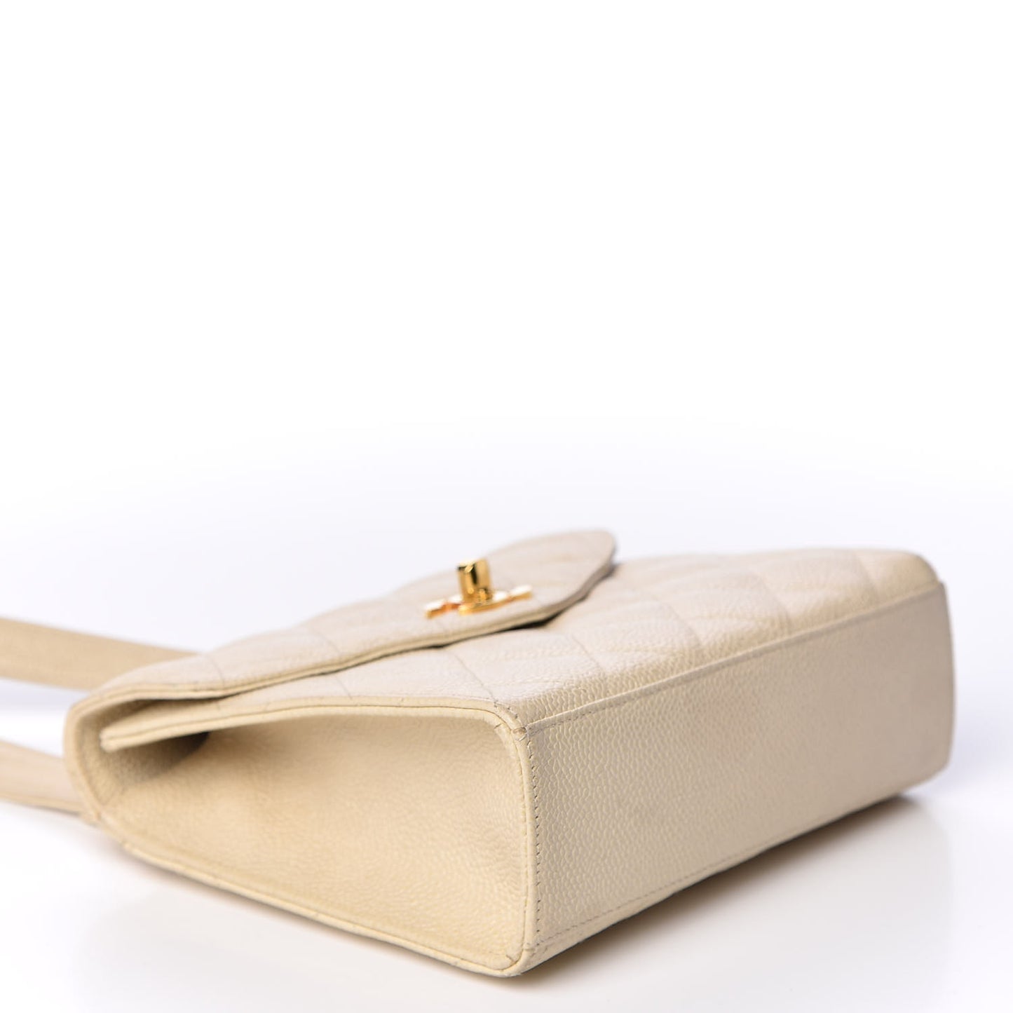 Caviar Quilted Envelope Flap Crossbody Light Beige
