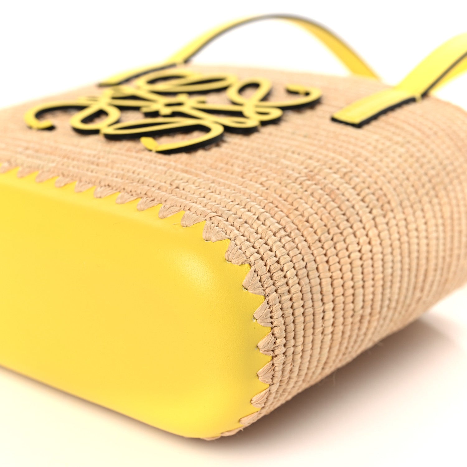 Loewe Raffia Square Mini Anagram Basket Tote Bag Natural Yellow 9 of 9