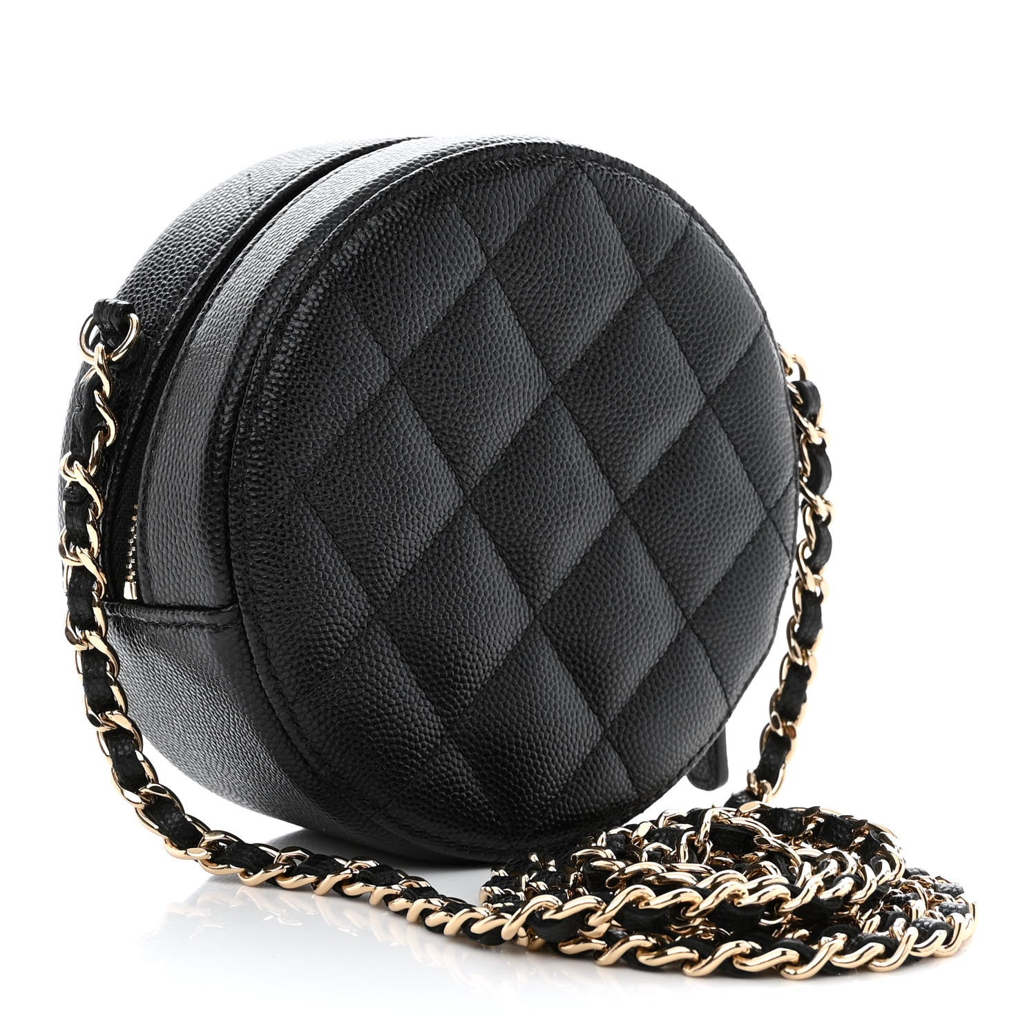 Chanel Caviar Quilted Round Clutch With Chain Black 3 of 11