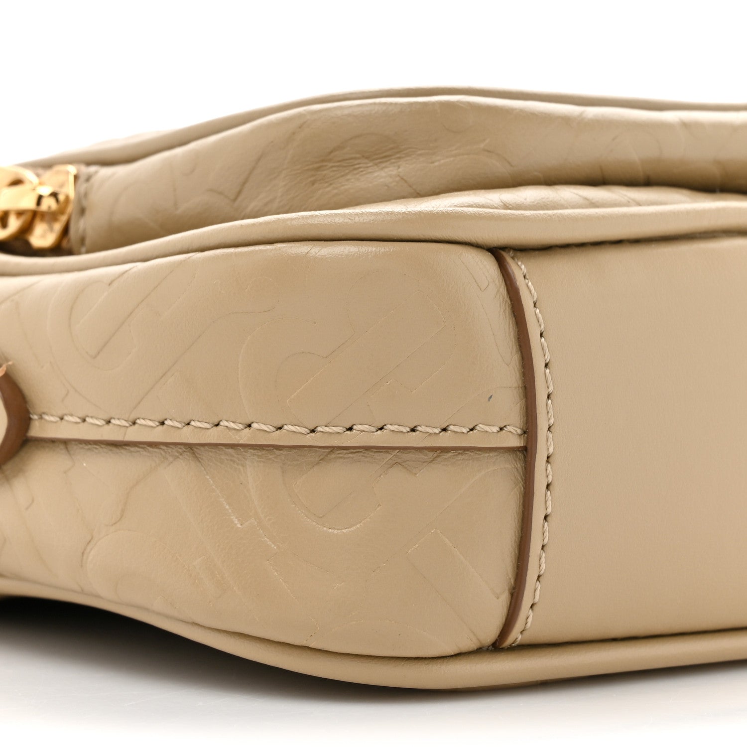 Burberry Calfskin Embossed Monogram Camera Chain Bag Honey 10 of 13