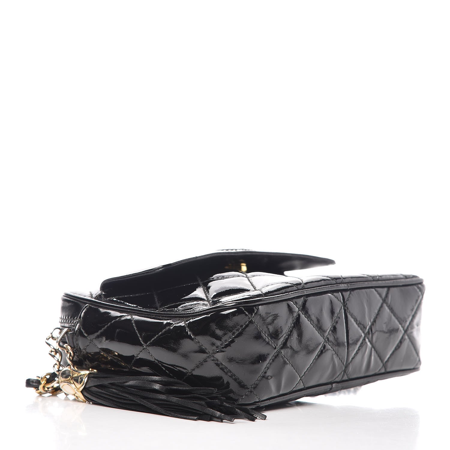 Chanel Patent Quilted Tassel Camera Case Black 4 of 15