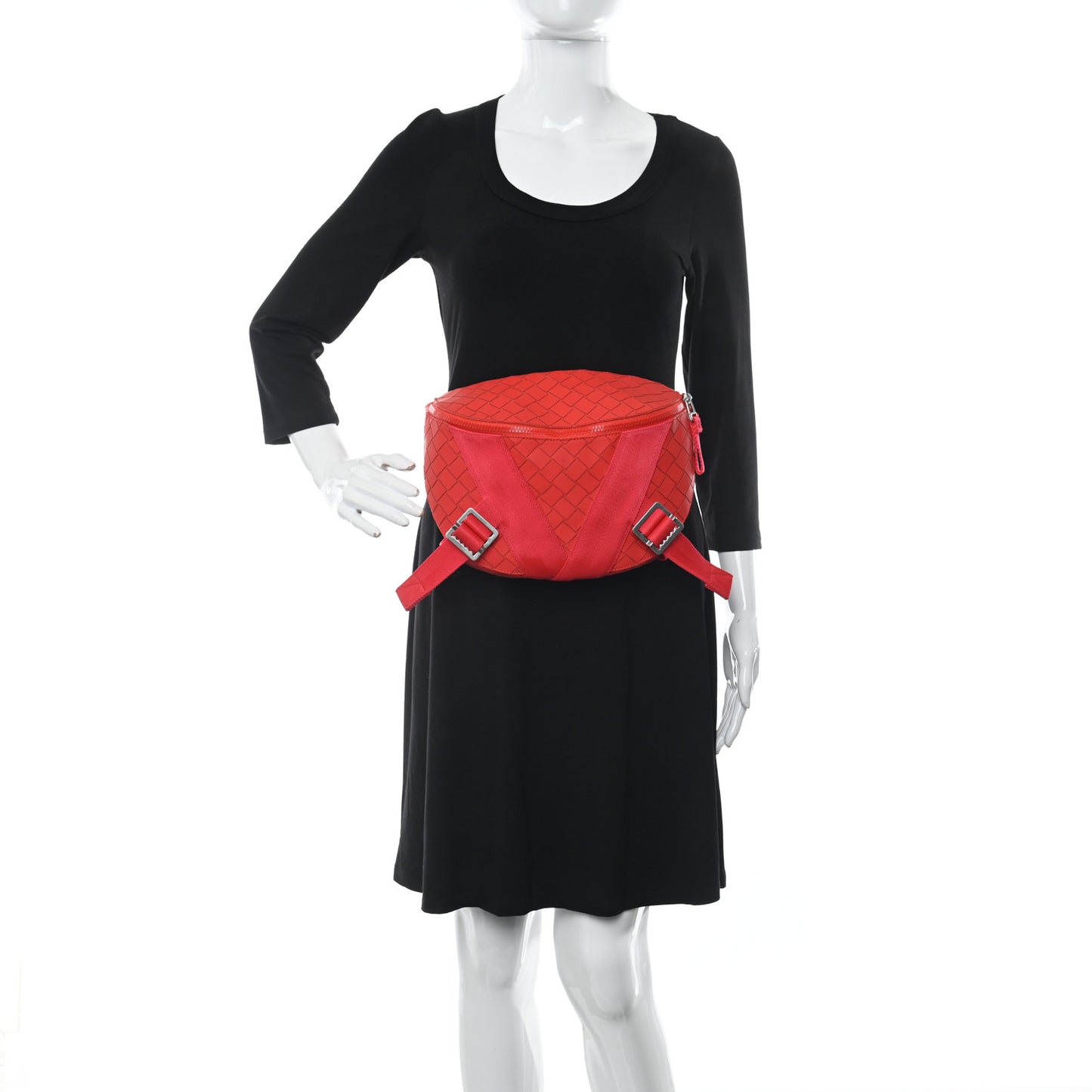 Nappa Intrecciato Carved Panels Belt Bag Red