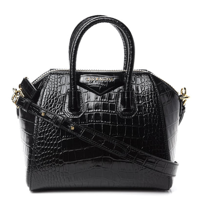 Givenchy Calfskin Crocodile Embossed Mini Antigona Black 1 of 10