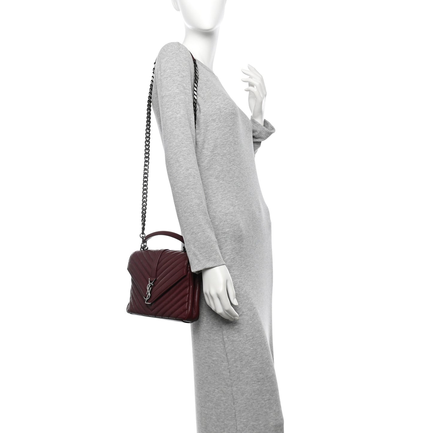 Sheepskin Matelasse Chevron Monogram Medium College Bag Rouge Legion
